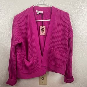 Sincerely Jules Crop Cardigan Sweater New Medium Pink Open Front